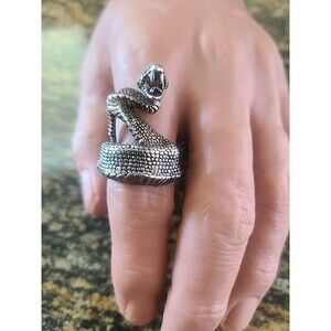 DELUXE COILED SNAKE BIKER RING MEN WOMENS jewelry Stainless Steel Size 9-9.5